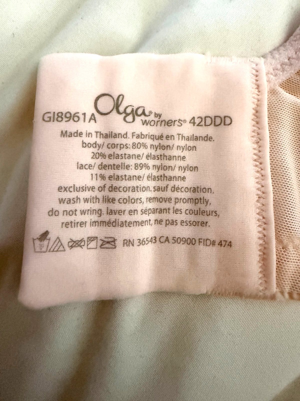 Olga Cloud 9 GI8961A Underwire Minimizer Lace Detail Bra Pink Size 42DDD NWT