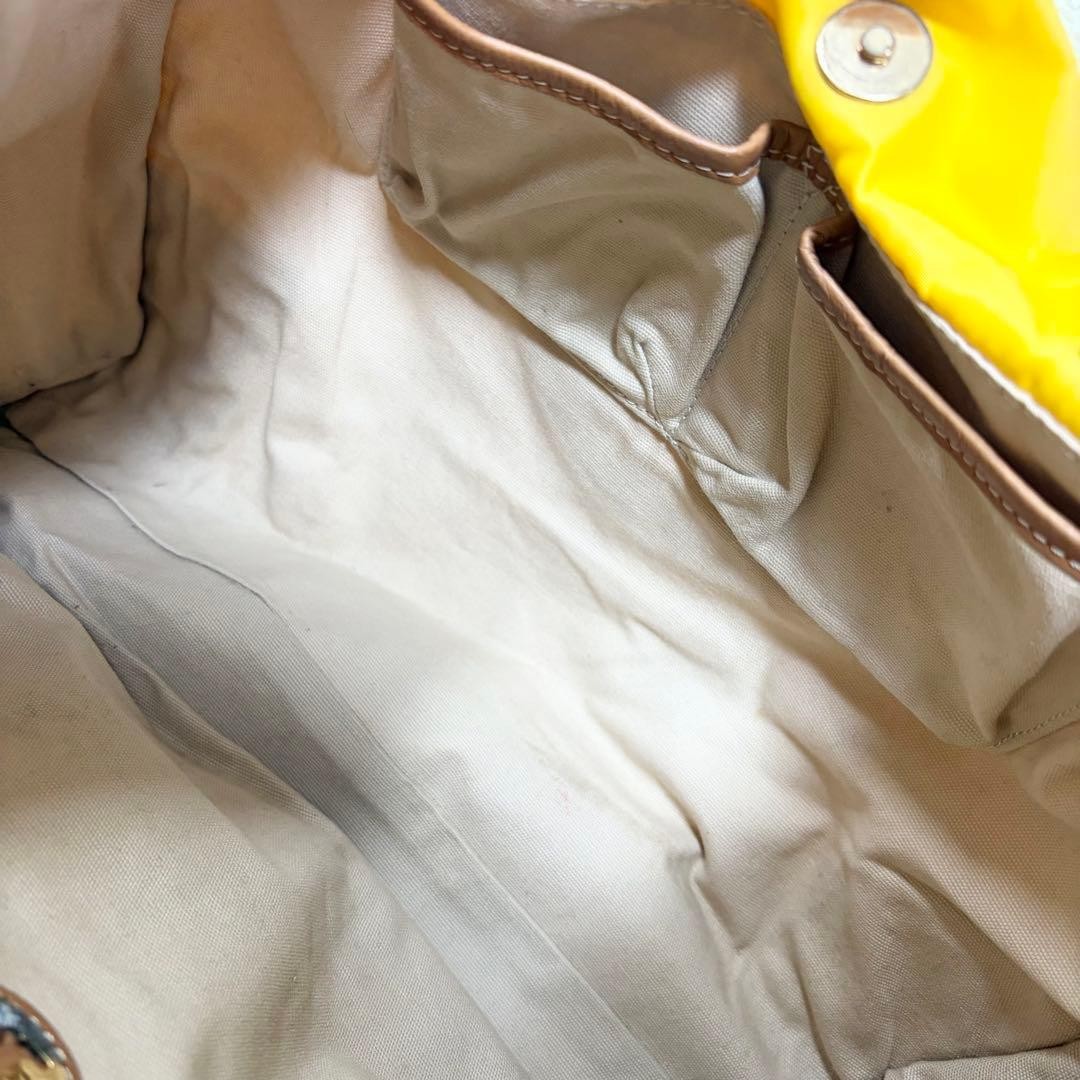 Tory Burch Ella Large Capacity Logo Embossed Tote Bag Yellow Canvas