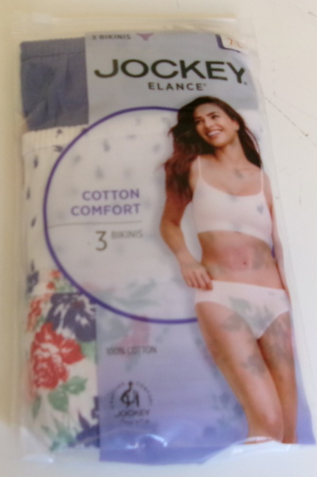 3 Jockey Elance Cotton Comfort Bikini Size 7 Multi-color Style 1489/105