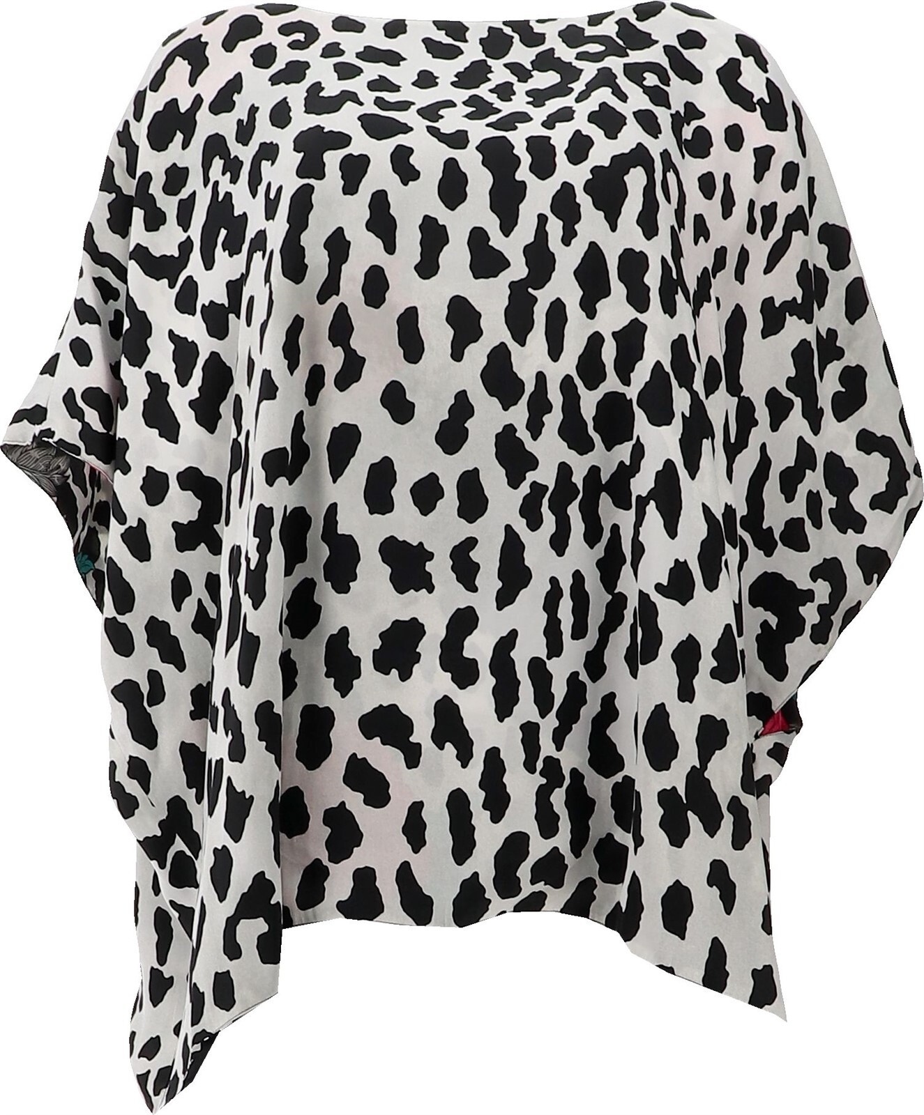 IMAN Global Chic Reversible Printed Poncho Top BLACK M/L NWOT (547)