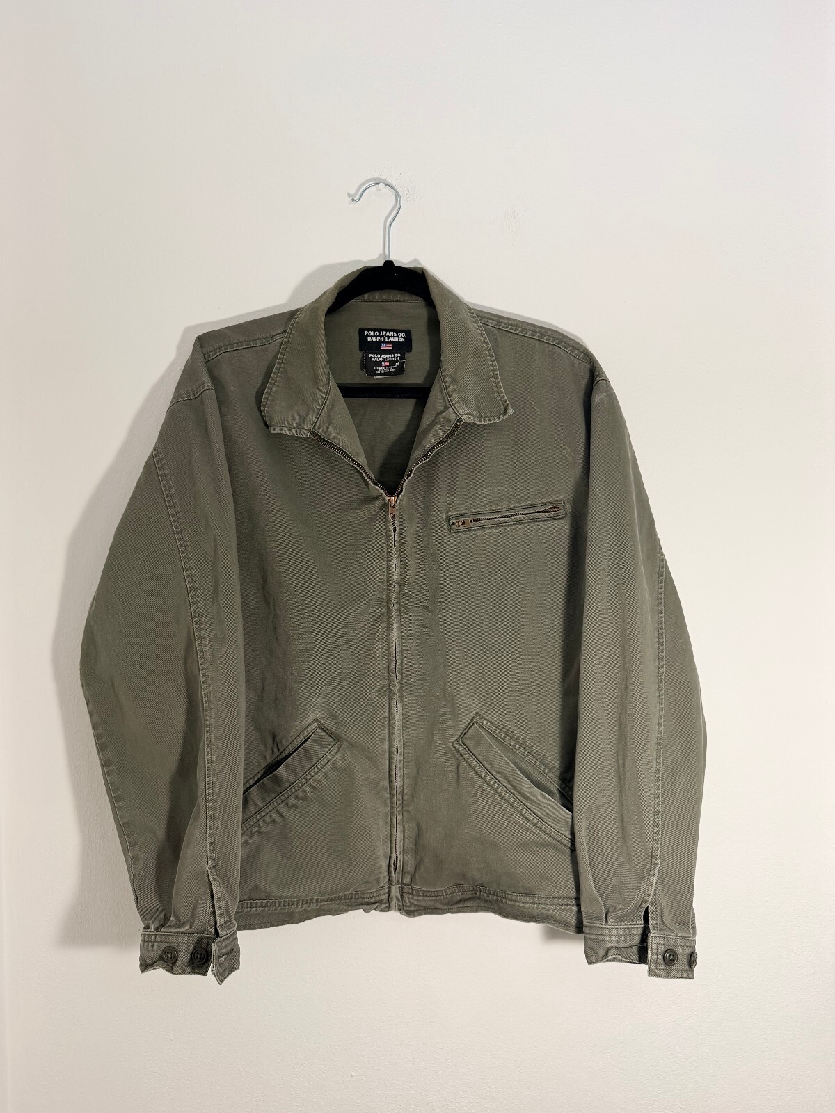 Polo Jeans Co Ralph Lauren Olive Cotton Zip Jacket Vintage Utility Chore Coat