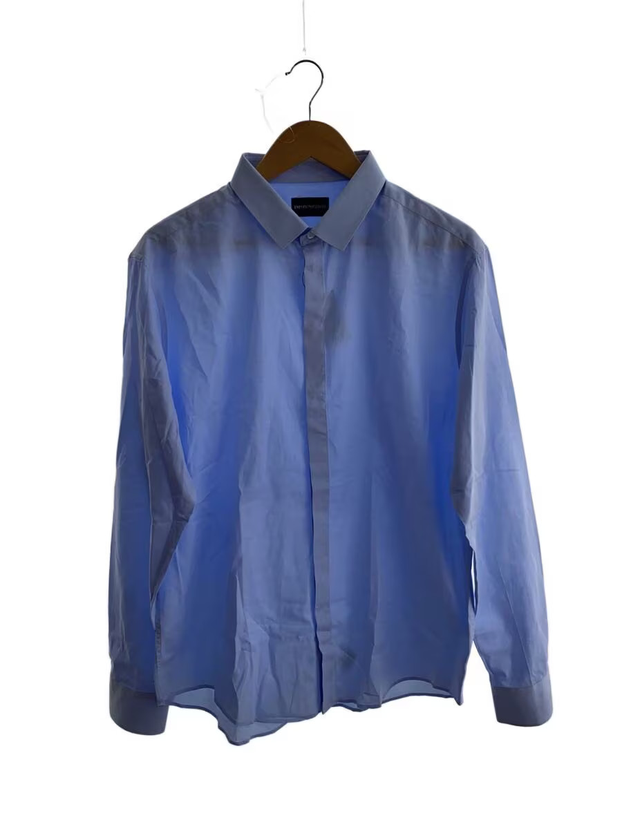 EMPORIO ARMANI Long Sleeve Shirt, Blue, Cotton, Solid Color, W1CC2TW136C