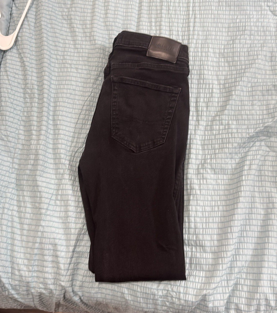 Hollister Men’s Black Skinny Jeans Size 34 Solid Denim Cotton Blend Regular