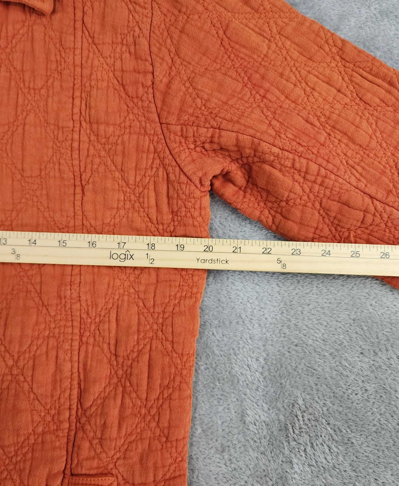 Eucalyptus Jacket Womens Small Rust Orange Quilted Cotton Button Front Pockets