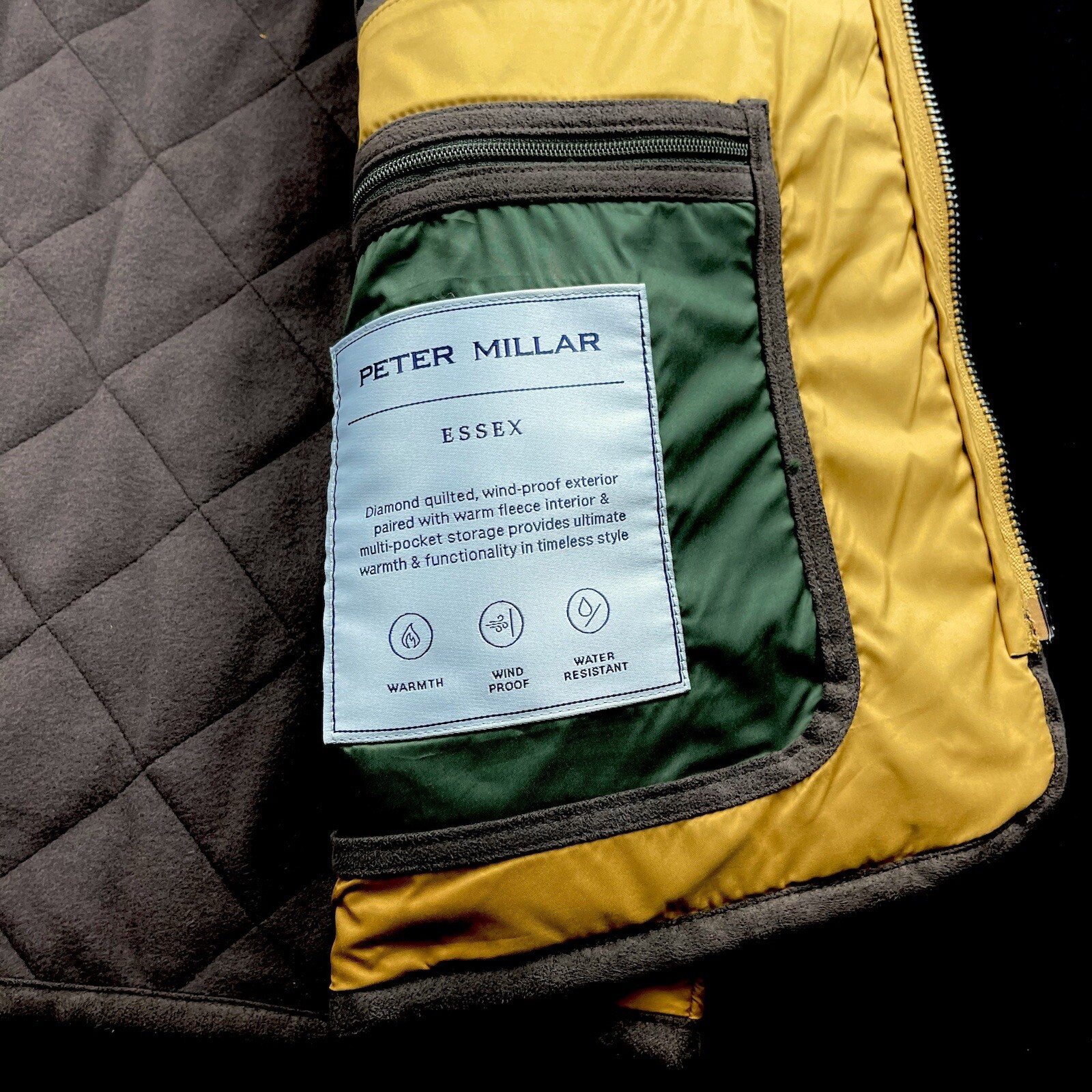Peter Millar Crown Essex Full Zip Quilted Puffer Vest Jacket Dijon Medium $230