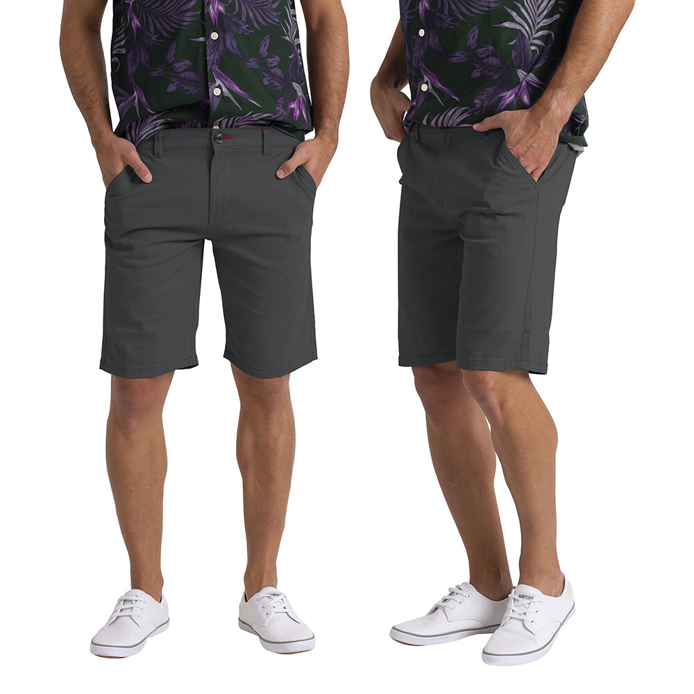 Mens Charcoal Chino Shorts Stretch Cotton Slim Fit Casual Summer Half Pants
