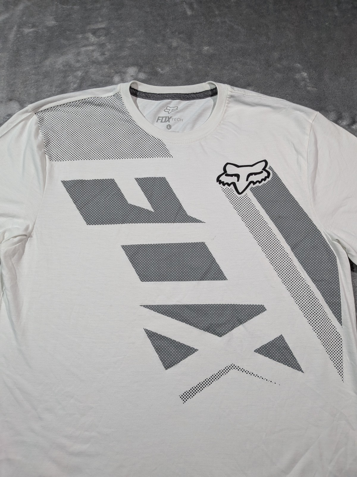 Fox FOX TECH Men’s White Graphic Logo T-Shirt Crew Neck Breathable Motocross L