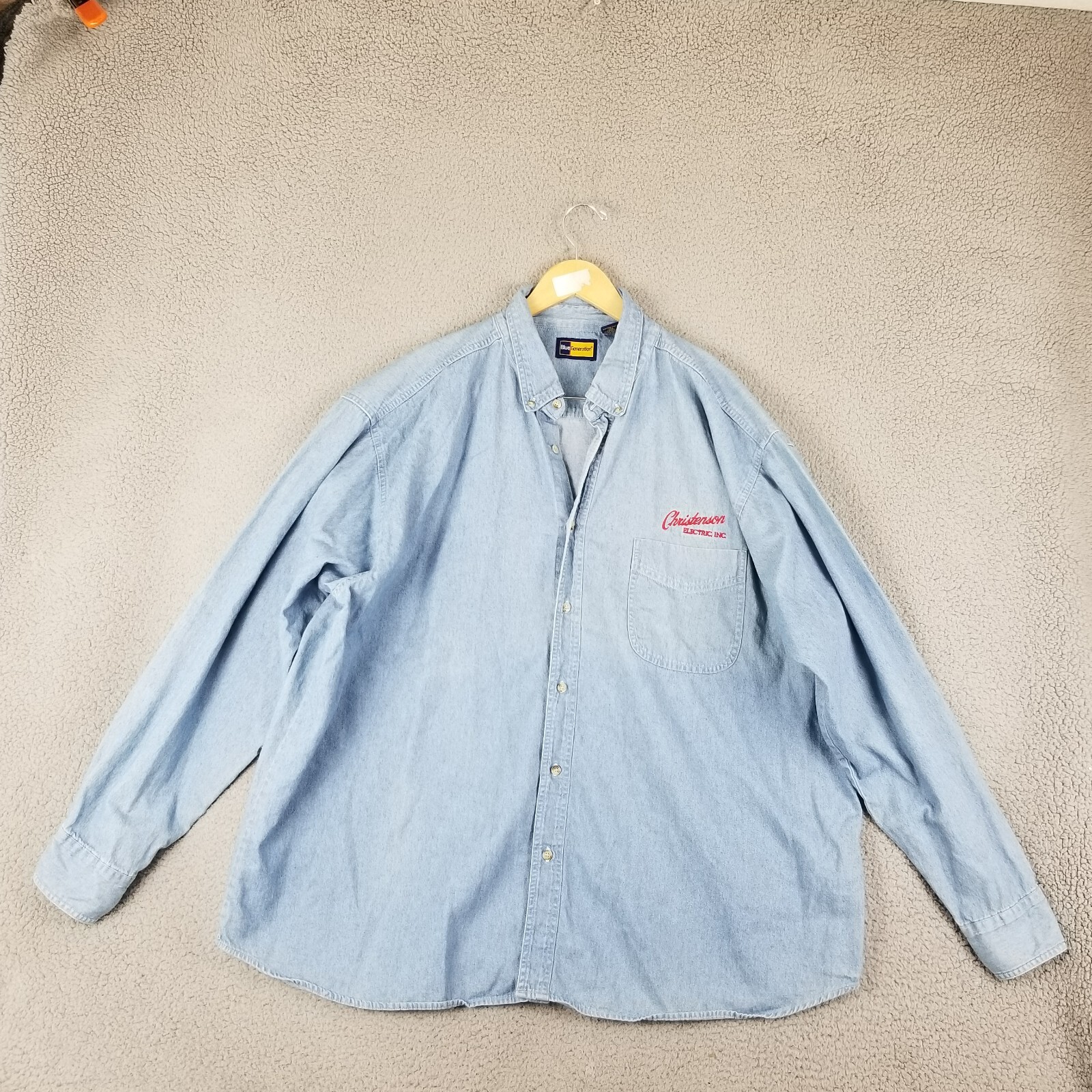 Blue Generation Denim Shirt Men 3XL Christenson Electric Portland PDX Workwear