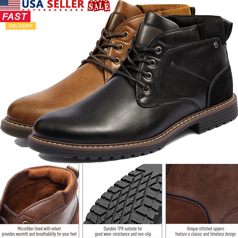 Men’s Leather Chukka Casual Boots Dress Boots Stylish Business Formal Shoes