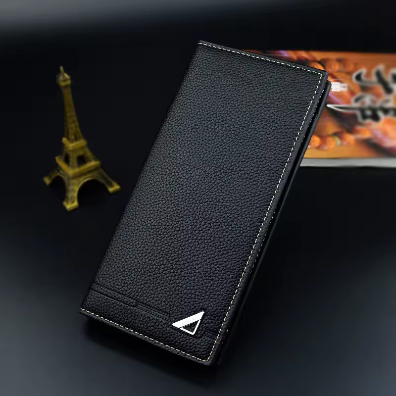 Mens Long Wallet Slim Leather Bifold Credit Card Holder Clutch Purse Black