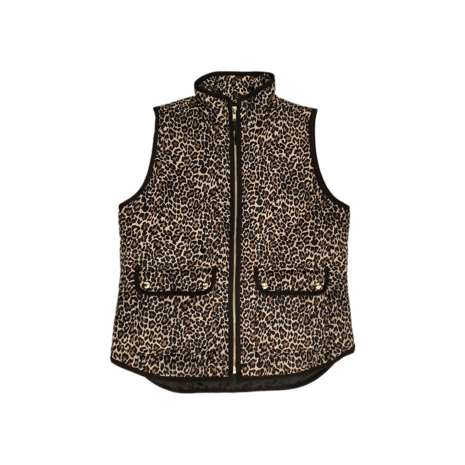 J.Crew Leopard Print Quilted Puffer Vest Small Quiet Luxury Mob Wife Chic Luxury