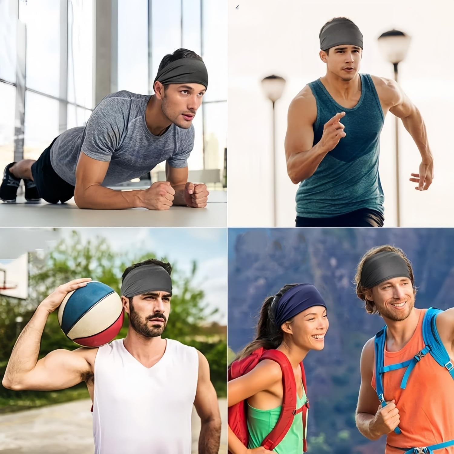 Sweat Headbands for Men,6 Pack Workout Sports Hairband for Gym, Ideal for Fitnes