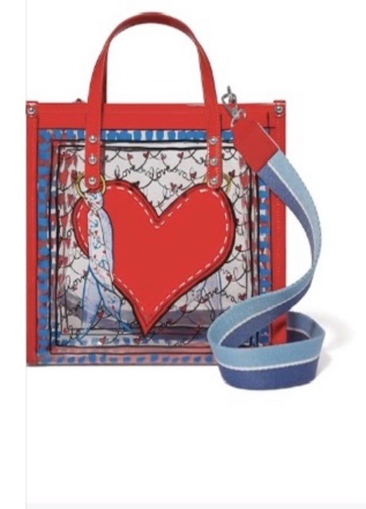 NWT BRIGHTON STRIPED LOVE CLEAR TOTE Crossbody Designer Blue Canvas Strap-NIP