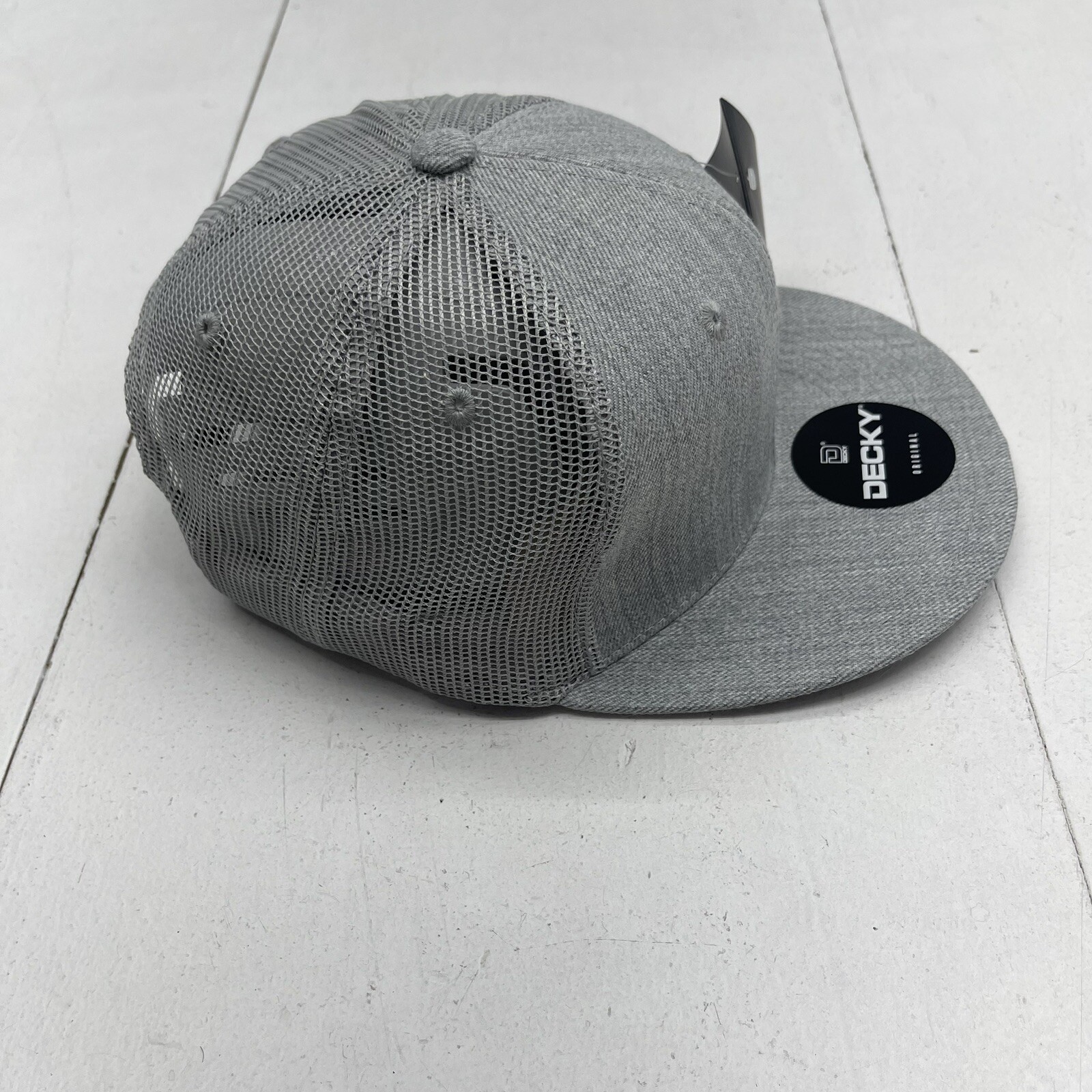 Decky Flat Bill Heather Gray Snap Back Hat Mens OS New