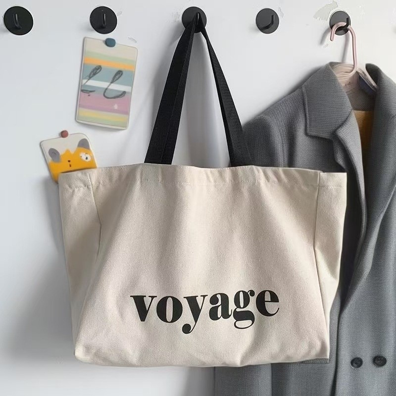 Cross-border Large-capacity Canvas Bag Womens Minimalist Single-shoulder Bag