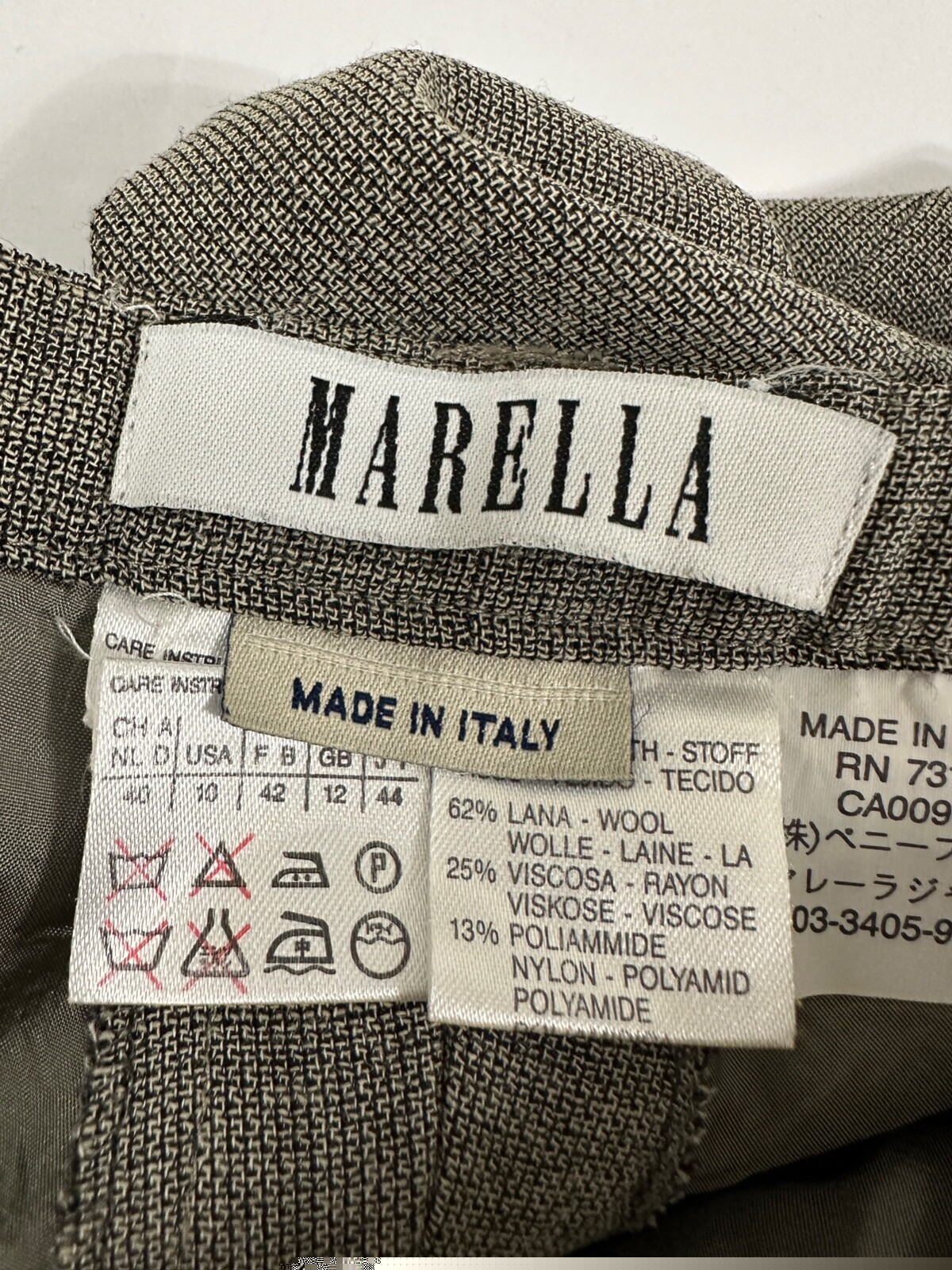 Marella Pants High Rise Flat Front size 10 Gray Quiet Luxury Made Italy