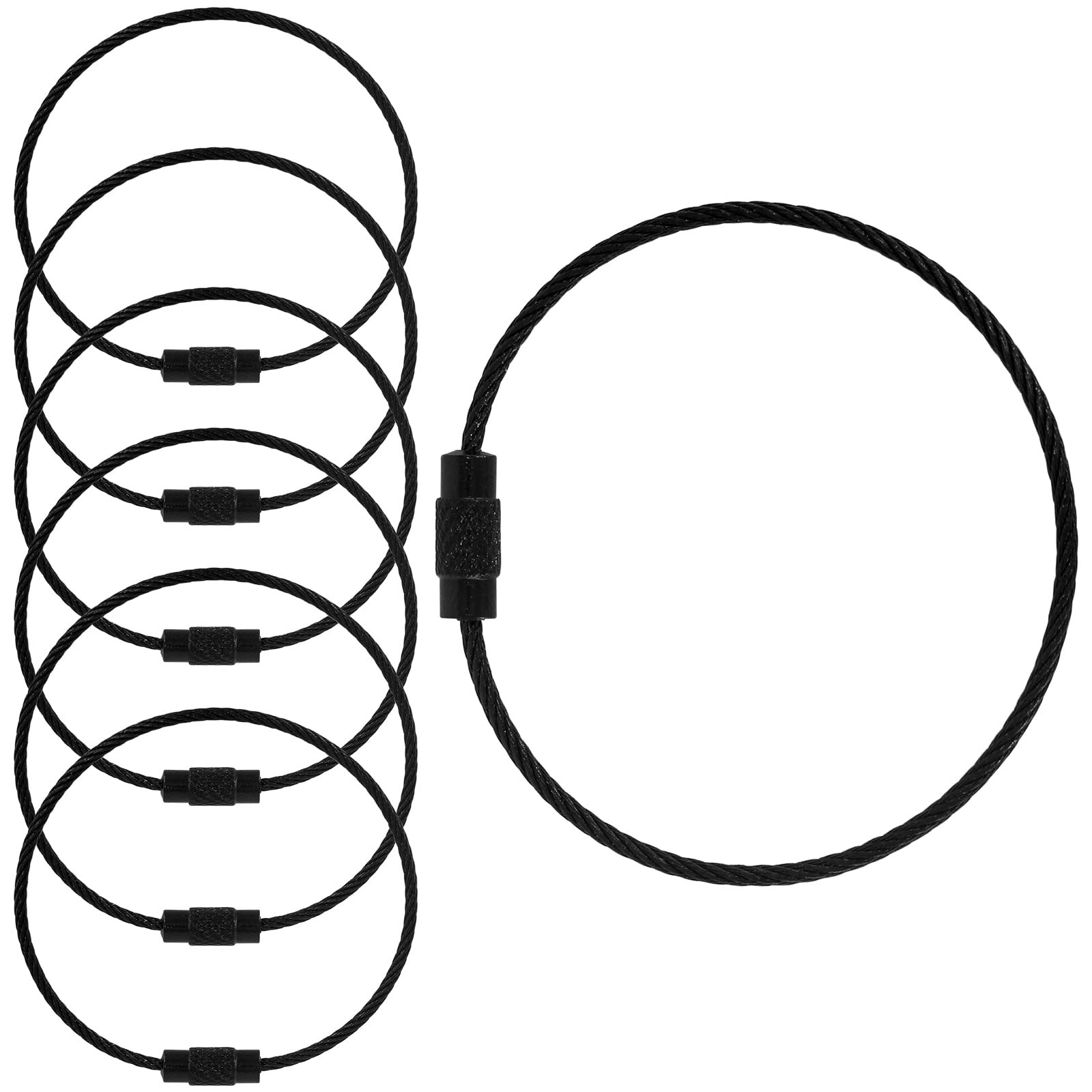 10× Stainless Steel Wire Keychains Cable Key Rings Loop Screw Lock Outdoor 6″ US