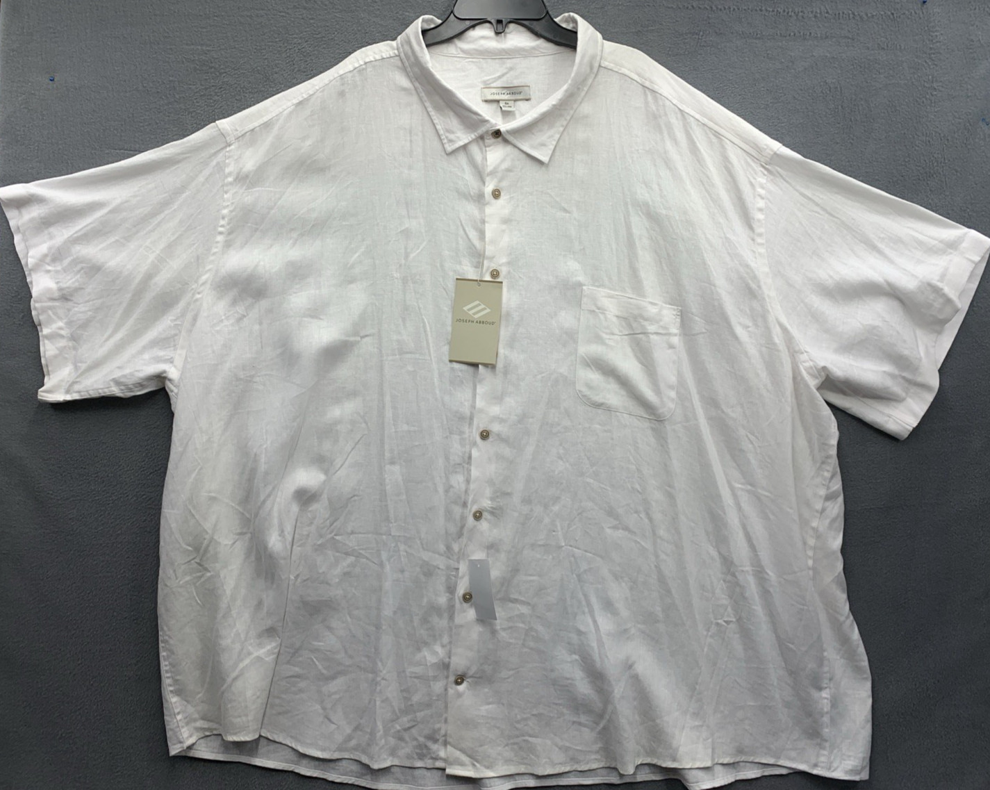 Joseph Abboud Men Button Up Shirt Linen Rayon Blend Short Sleeve All White Party