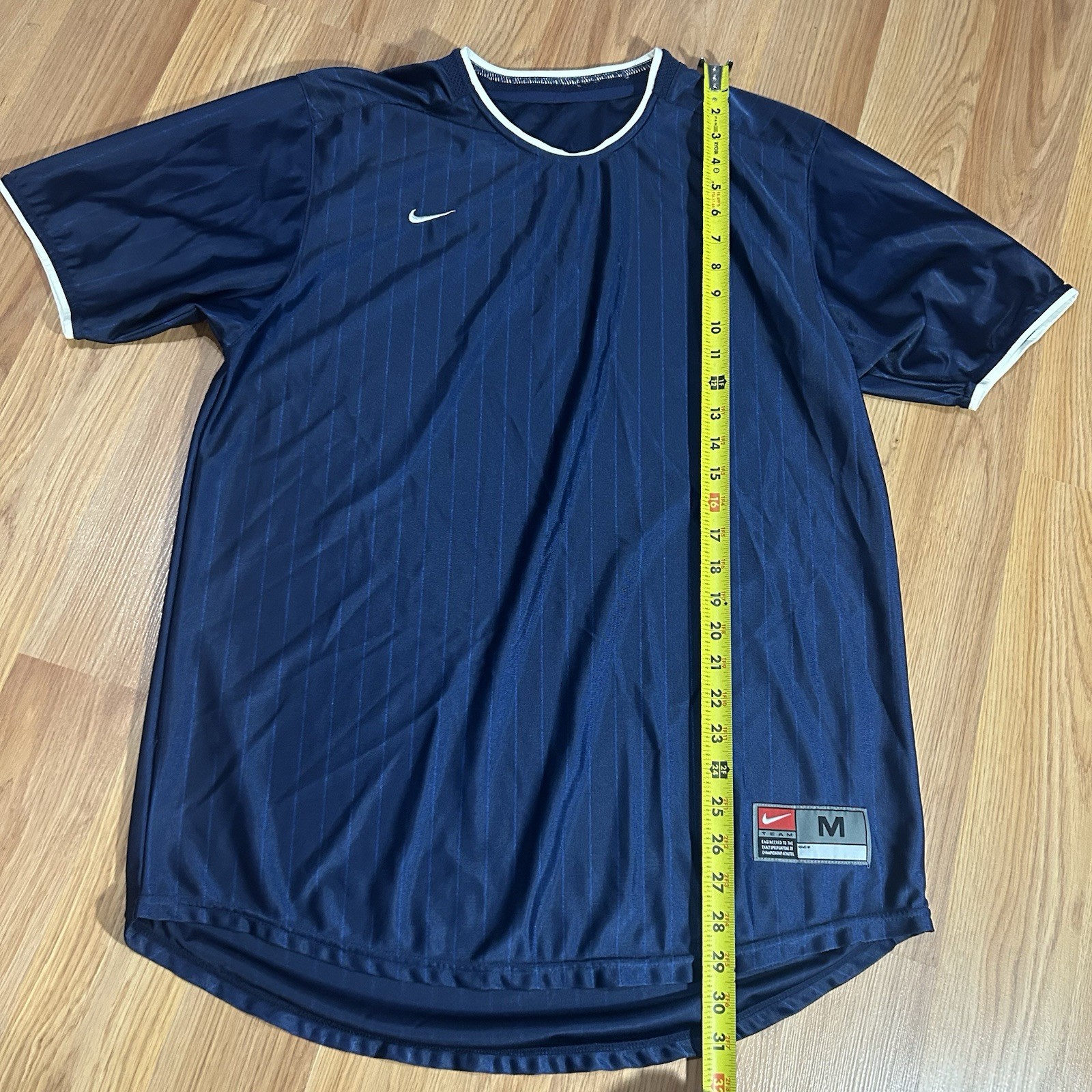 Vtg Nike Jersey Medium Blue Shiny Dazzle Shimmer Stripe Team Blank