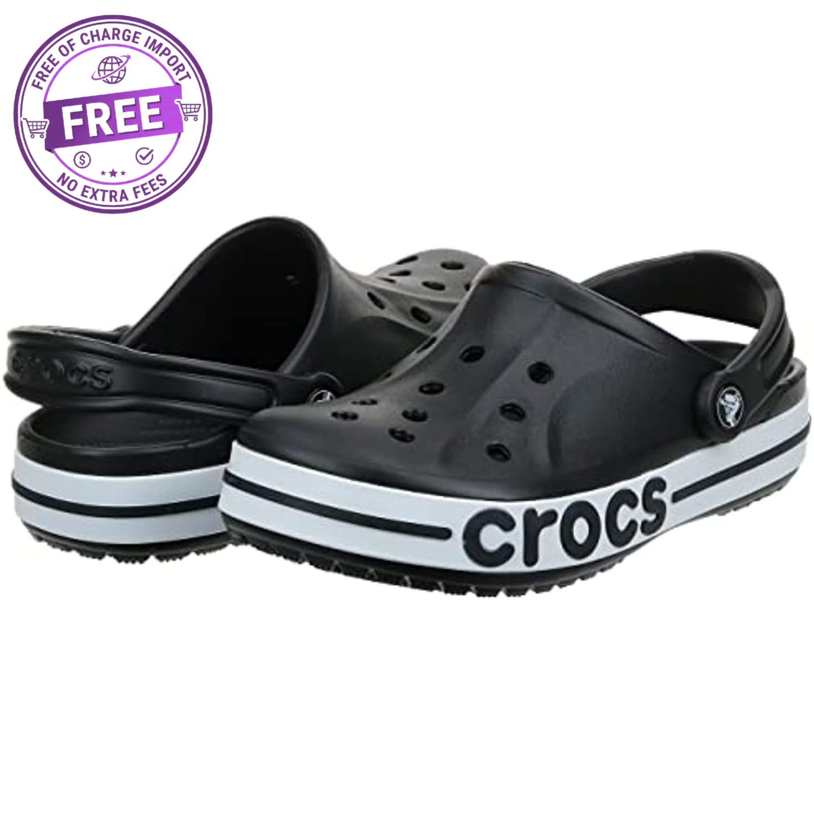 NEW! Crocs Unisex Bayaband Clog Men’s Women’s Comfortable Black/White Size US