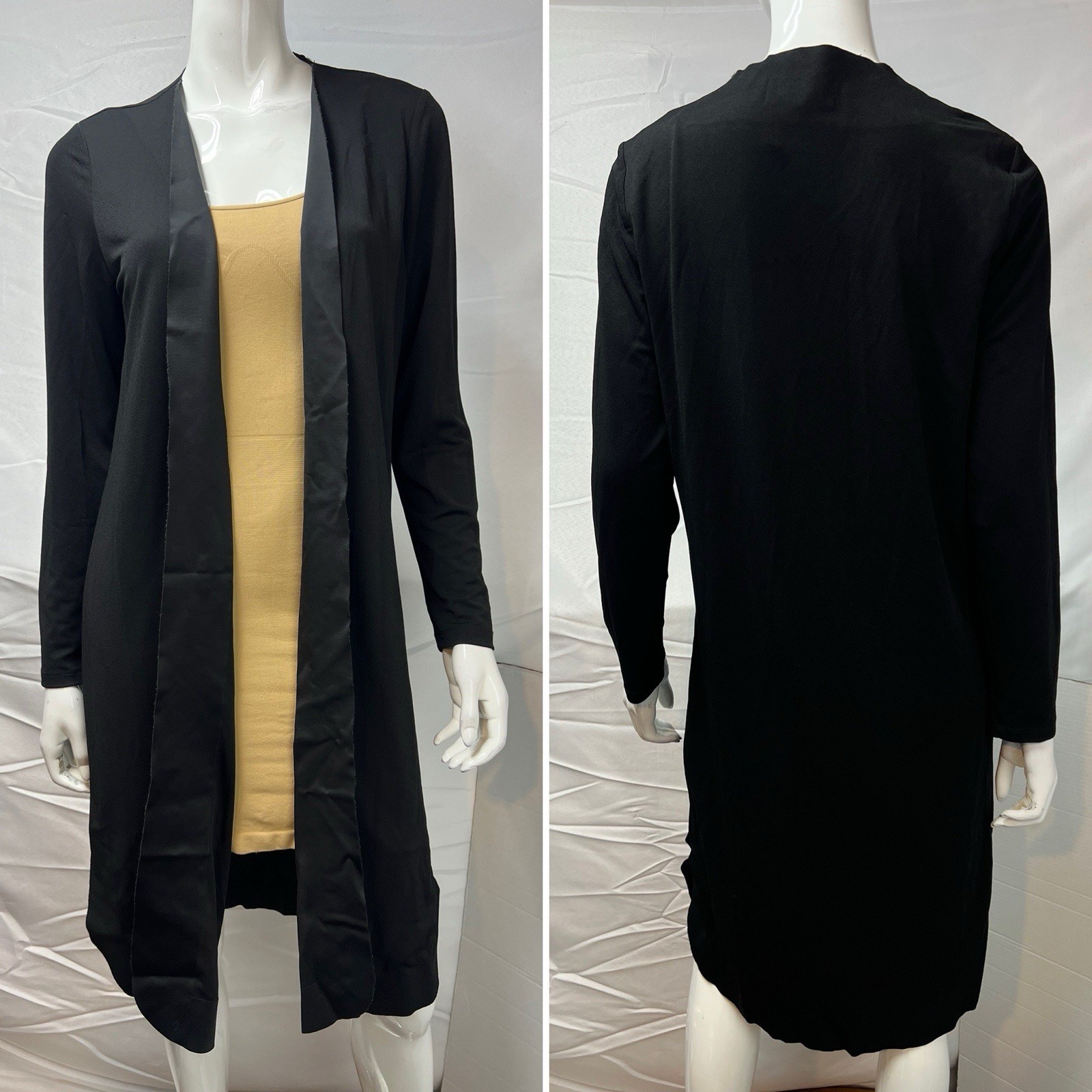 Donna Karan New York Black Label Women’s M Black Crepe Draped Knee Length Topper