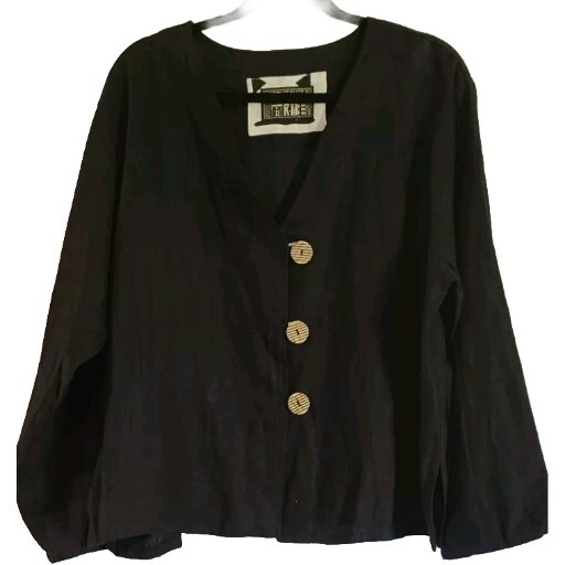 Joy Burton My Tribe Linen Jacket Hand Loomed & Dyed Applique Large Eclectic NWT