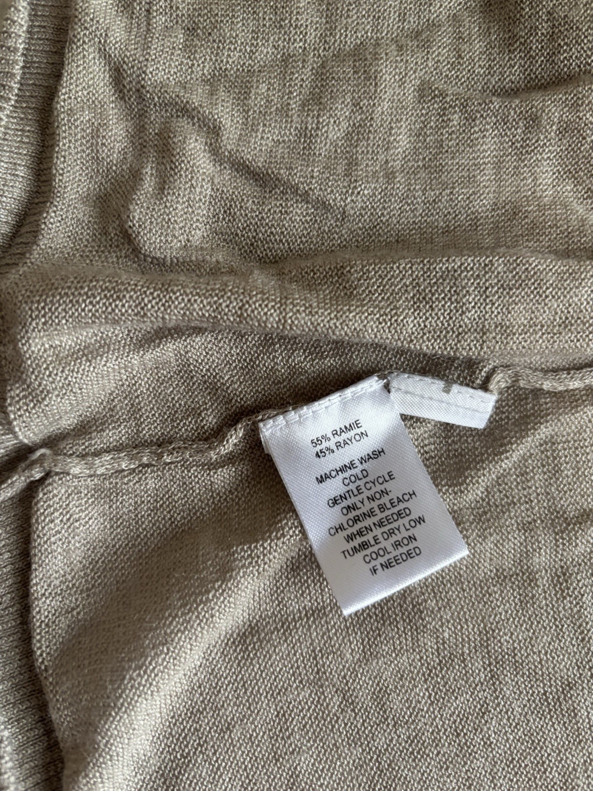 LOFT Sheer Ramie Blend Open Front Cardigan Beige Taupe Size Small