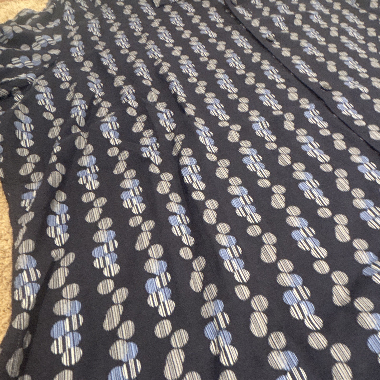 Axcess Women’s XXL Blue/White Polka Dot Sheer Chiffon Collared Cap Sleeve