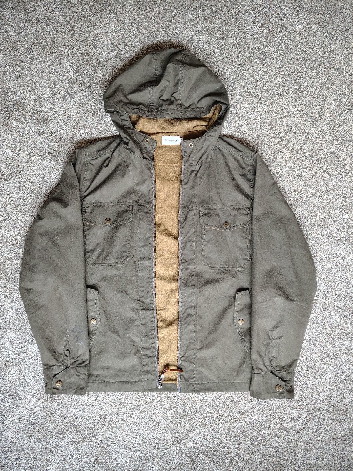 Taylor Stitch Welterweight Winslow Dry Waxed Jacket, Mens, Olive green, Size 40