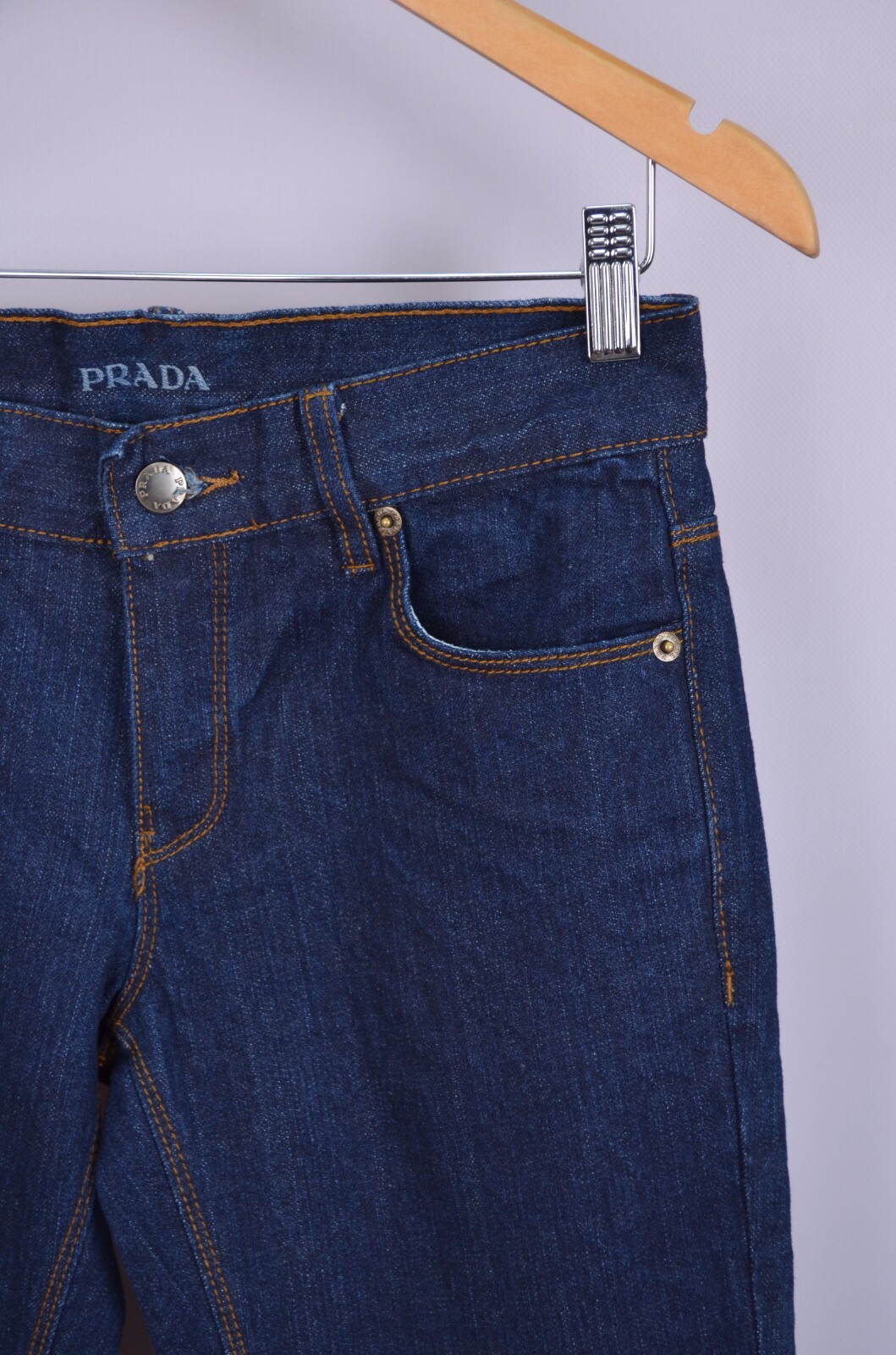 PRADA Denim Womens Jeans Logo Red Tab Nylon Details NWT Size IT 40, 42