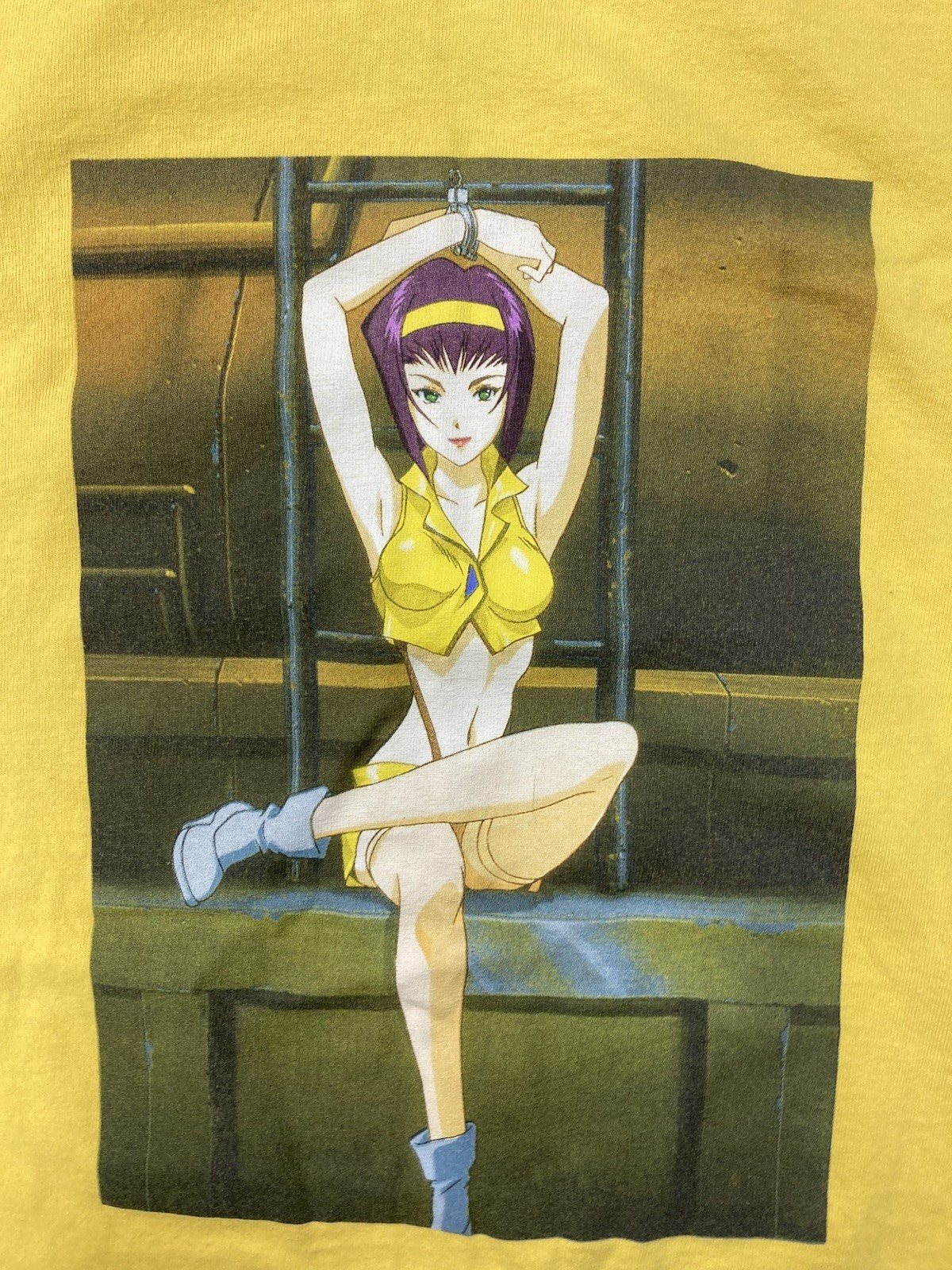 Cowboy Bebop Faye Valentine Anime TV Graphic T-shirt Men Medium Yellow
