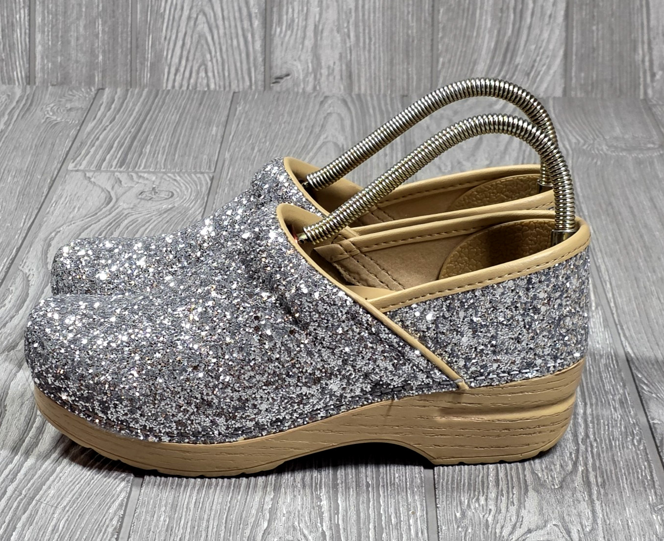 DANSKO Professional Glitter Slip On Clog Women’s 38- 7.5-8 US Champagne Hospital