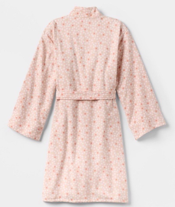 Dotted Pink Bath Robe With Kimono Collar – Room Essentials NWT Size L/XL