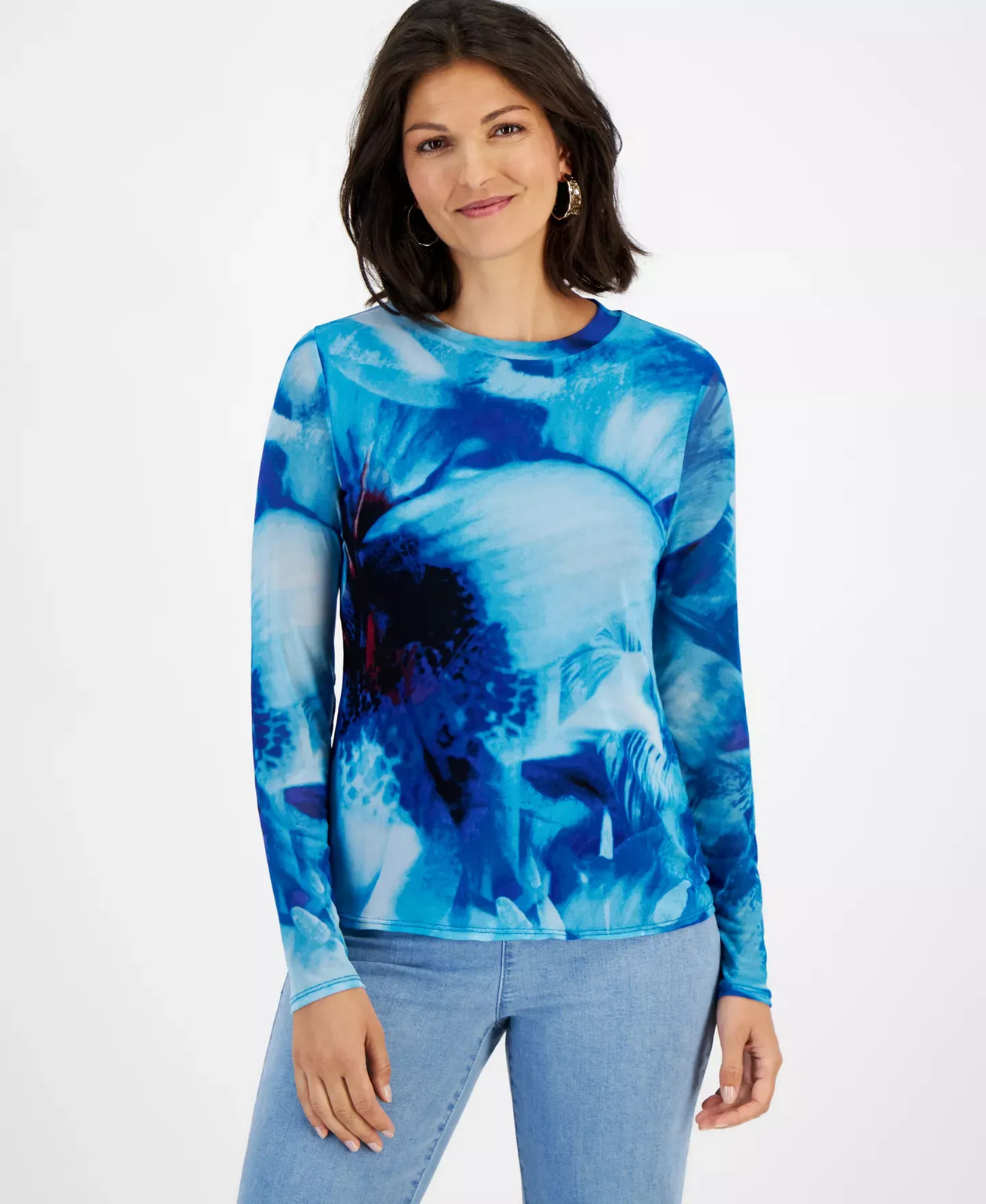 I.N.C. International Concepts Women’s Top Sz XL Printed Mesh