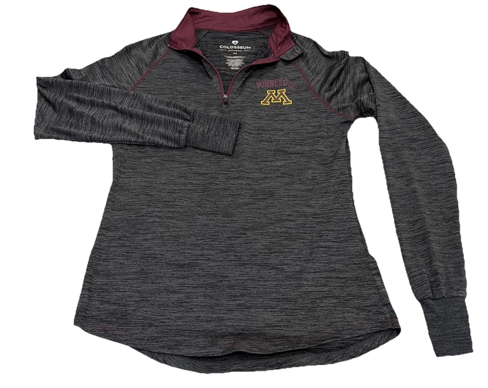 Minnesota U of M Gophers Womens Medium Gray Pullover College 1/4 Quarter Zip