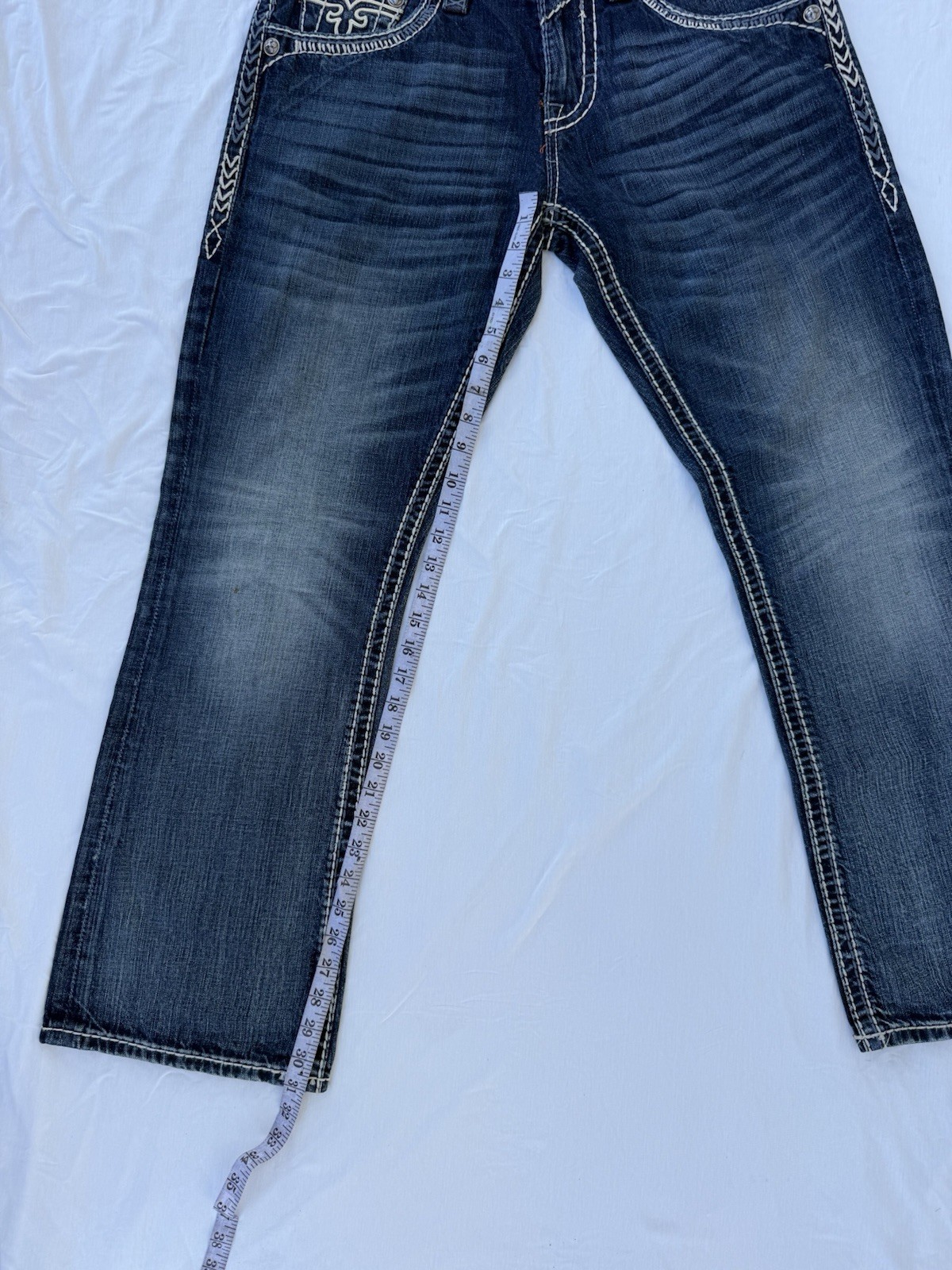 Rock Revival Men’s Denim Jeans 33 35X31 Fabio Boot Cut Excellent Condition