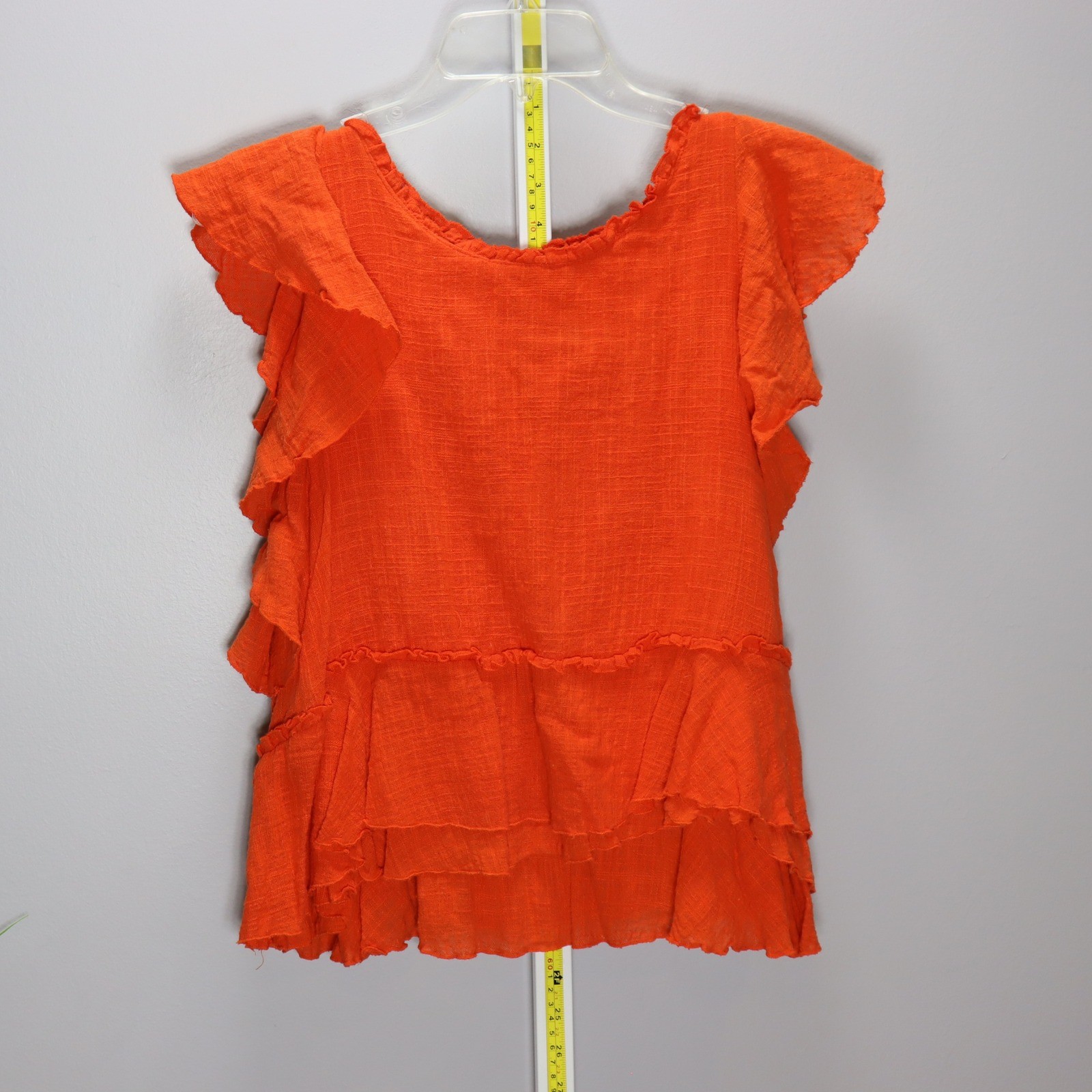 Maeve Ruffle Tiered Blouse Womens Medium Orange Excellent Textured Sleeveless