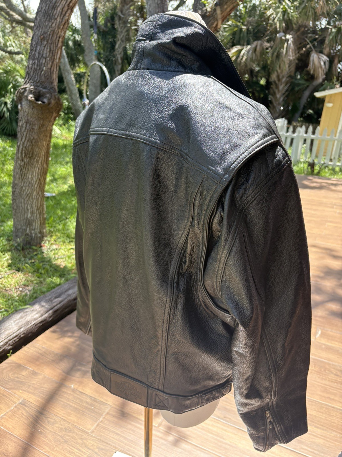 Harley Davidson Leather Jacket Mens M Black Biker Distressed Vintage Panhead