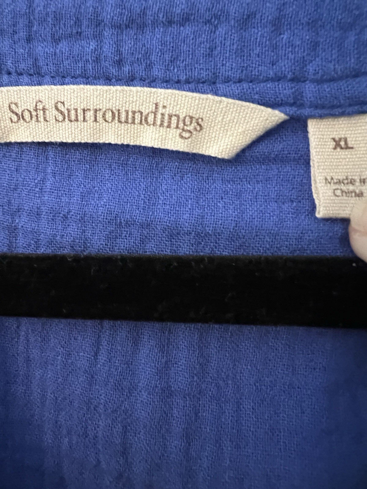 Soft Surroundings Santorini Gauze Tunic Royal Blue Button Up Cotton Shirt XL