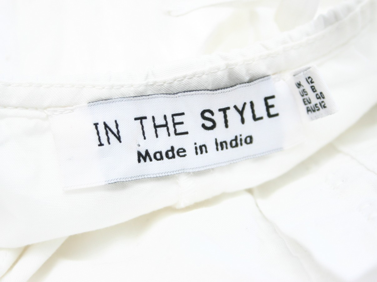 White Cotton Drop Waist Sundress UK 12 Tie Strap Summer Holiday Mini