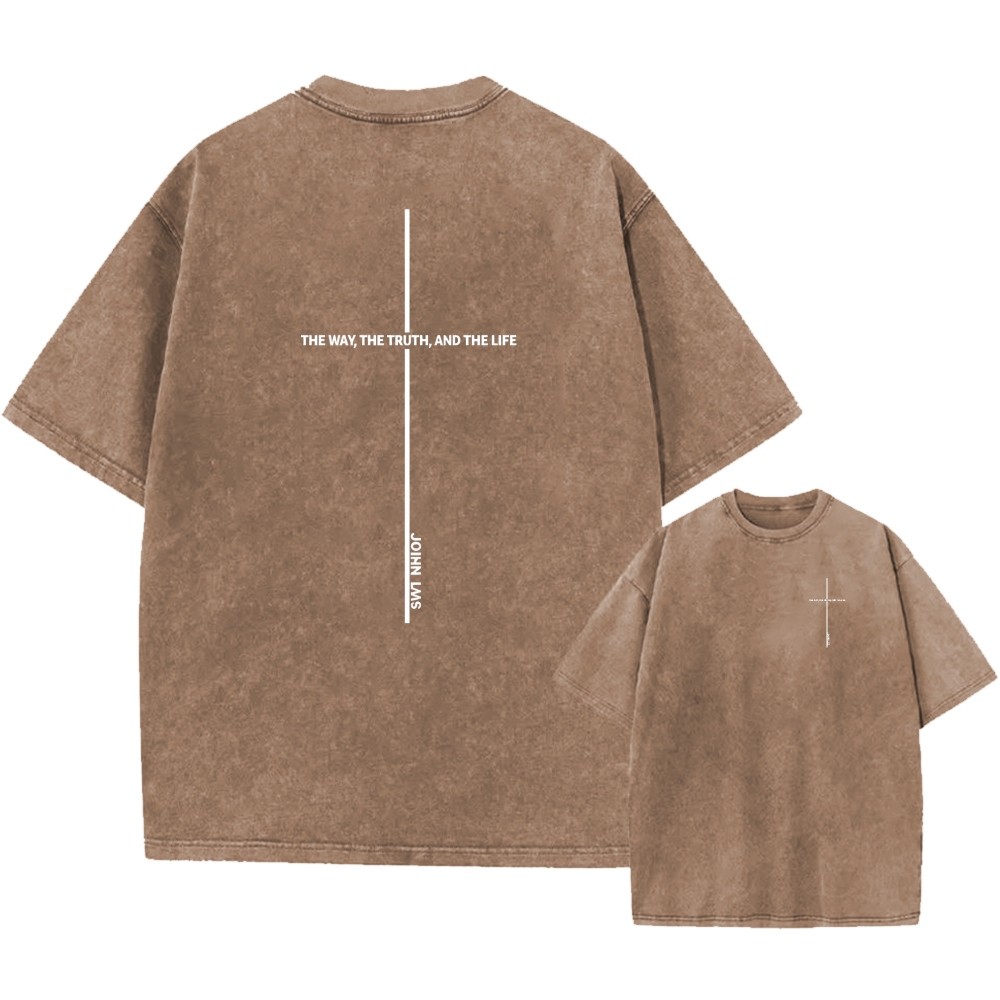 100% Cotton Oversized T-Shirt, Scripture Cross Vintage Streetwear Unisex Tee