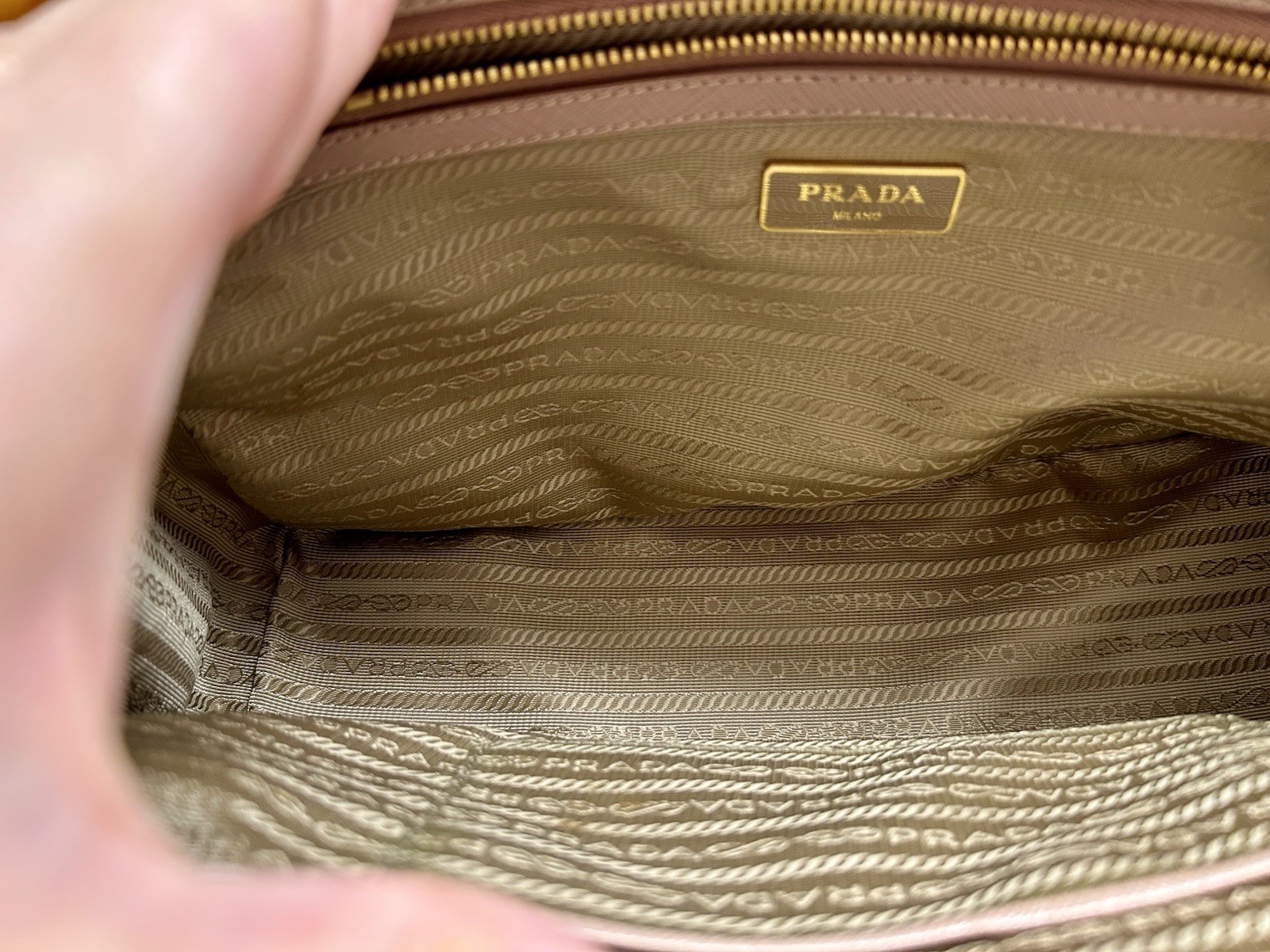 PRADA Pink Galleria Saffiano Leather Top Handle Bag w/ Adjustable Strap, Gold