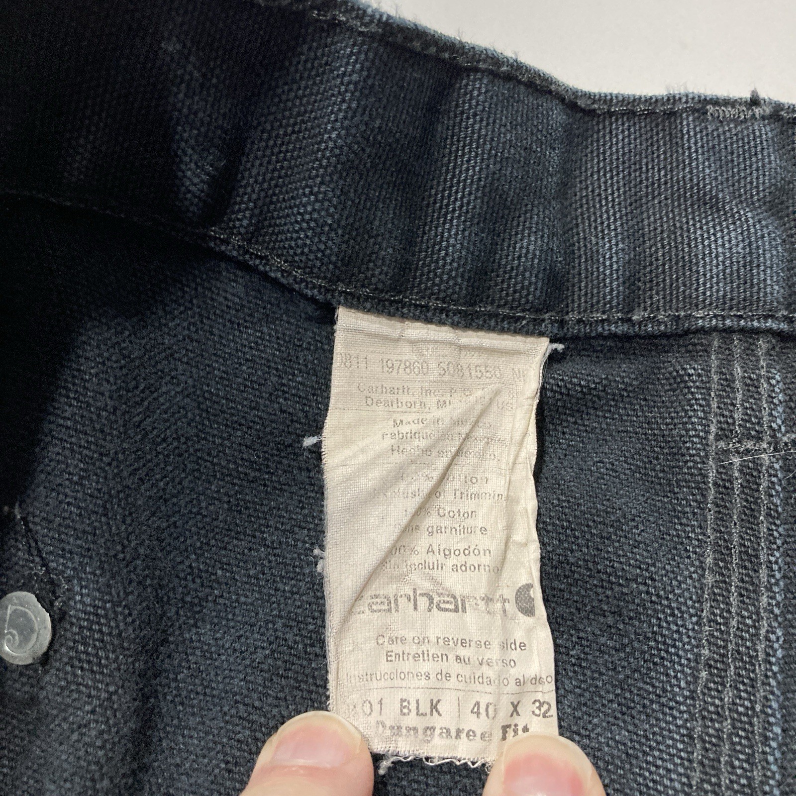 Carhartt B01 BLK Double Knee Work Pants Mens 40×32 (Fits 38×30) Distressed
