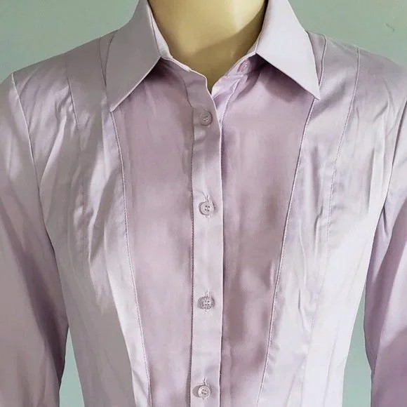 Bebe Lilac Purple Poplin Peplum Structured Long Sleeve Blouse Shirt Small NWT