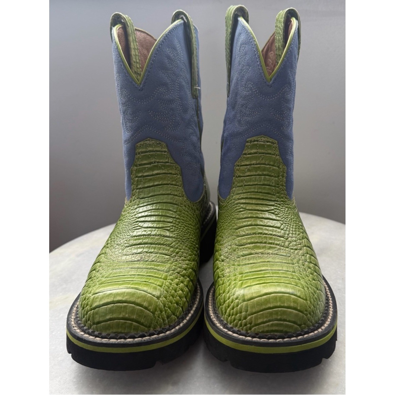 Ariat Brown Leather Boot with Green Accent