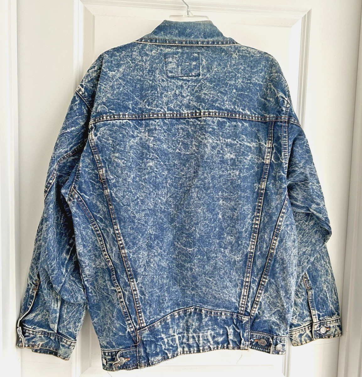Vtg Acid Wash Denim Jean Jacket Men’s Large 90s Grunge Oversized Hip Hop Coat