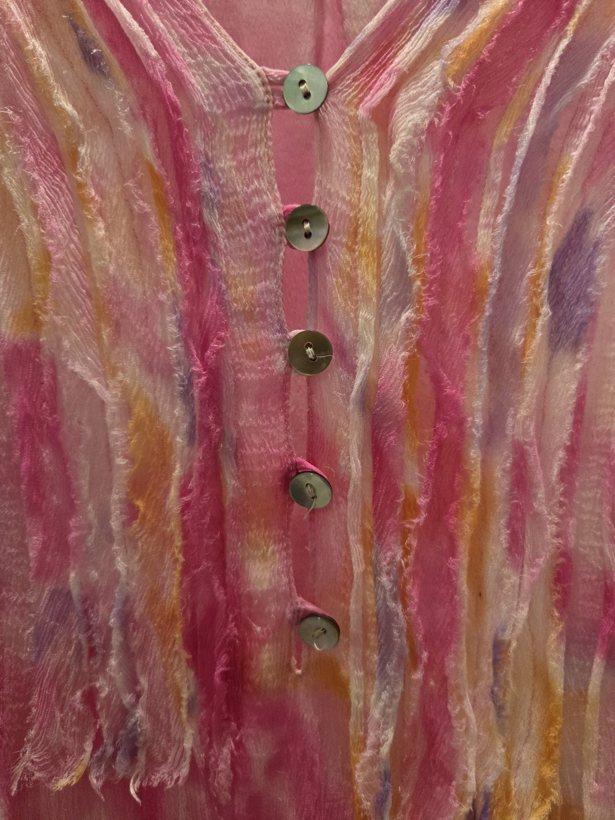 Casual Studio Sheer Tie Dye Pink Yellow Purple Boho Tunic Size Small India