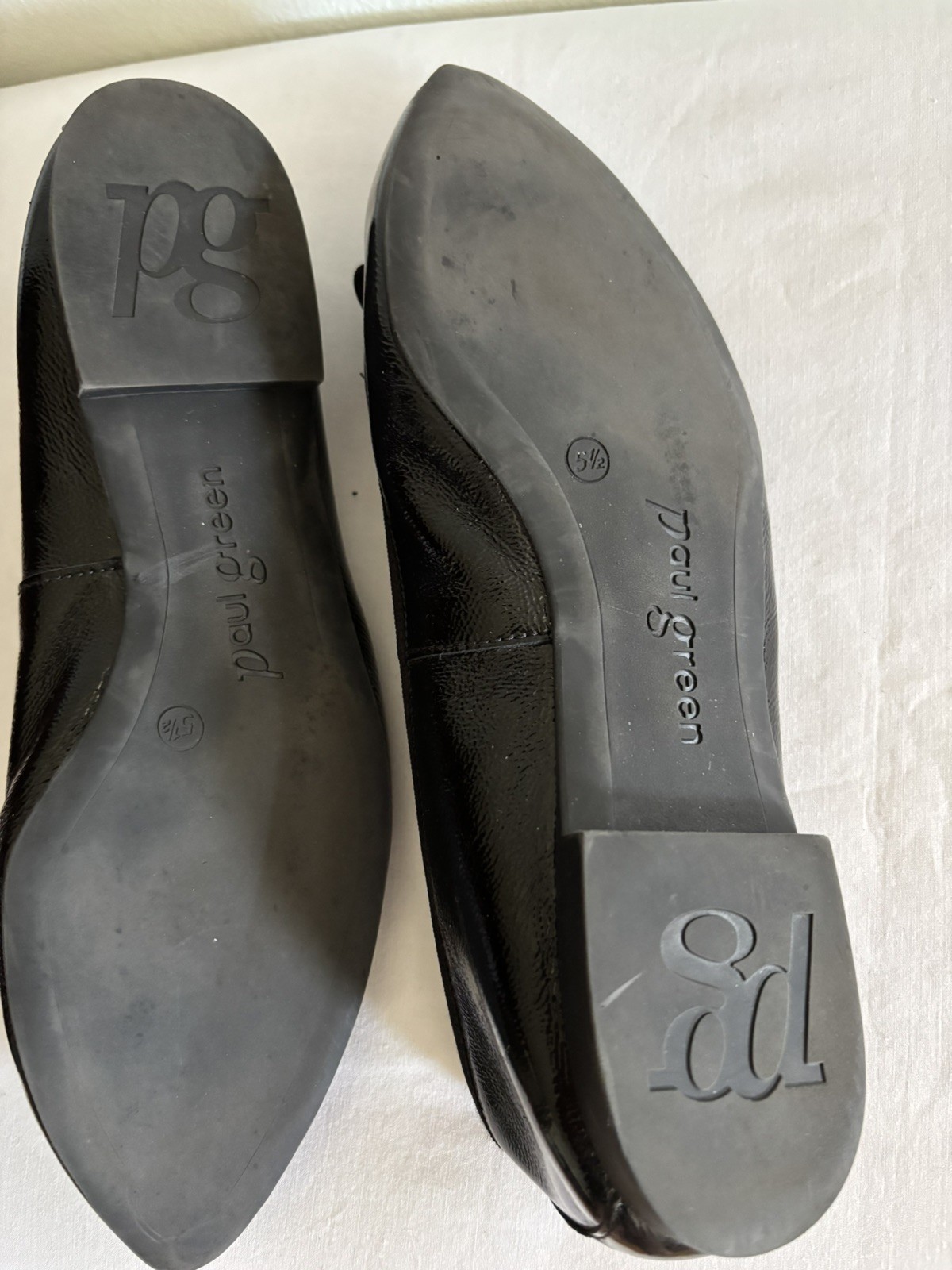 Paul Green Black Pointed Toe Ballet Flats Leather Shoes Women 8.5