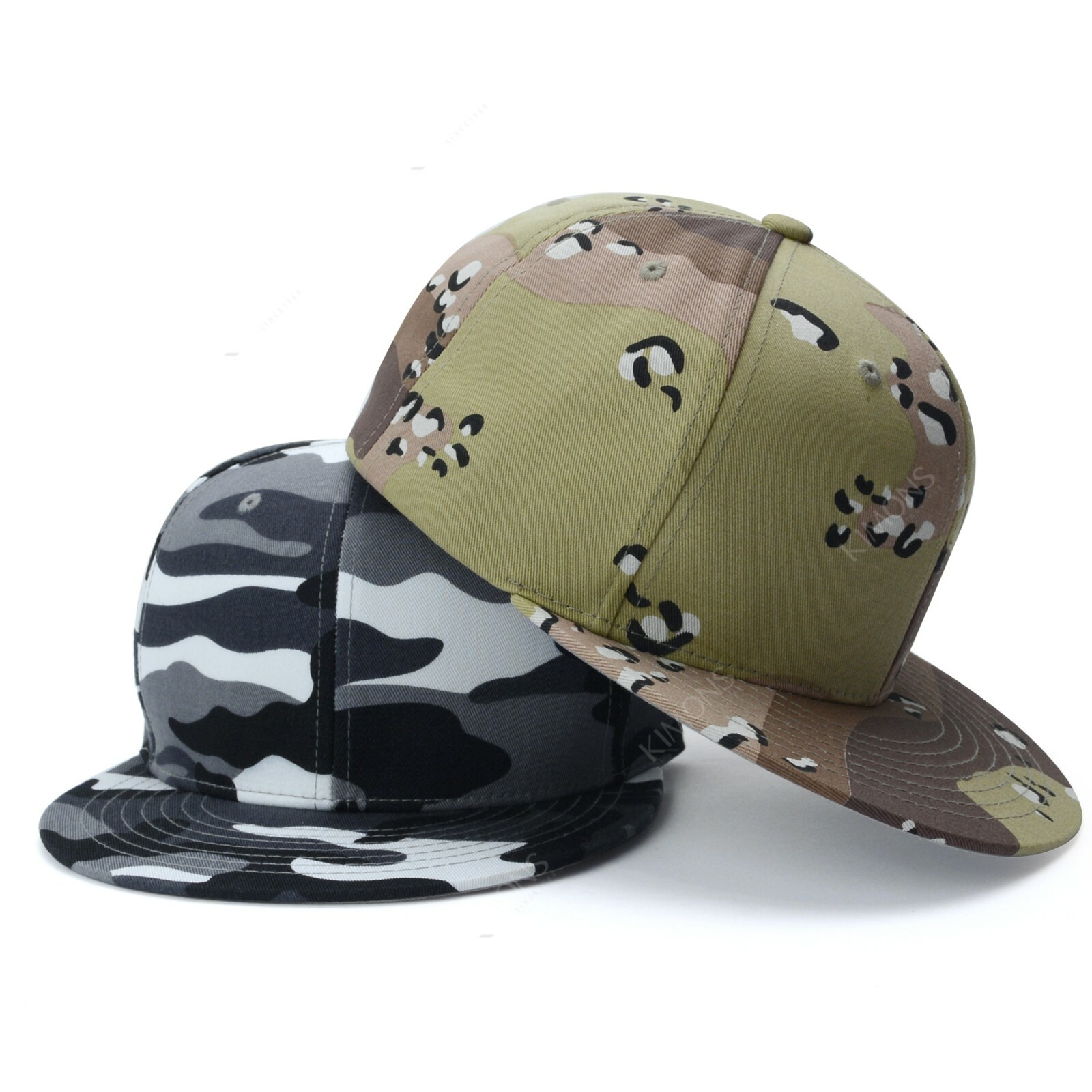 Cotton Snapback Hat Hip Hop Baseball Cap Solid Plain Flat Men Army Two Tone CS
