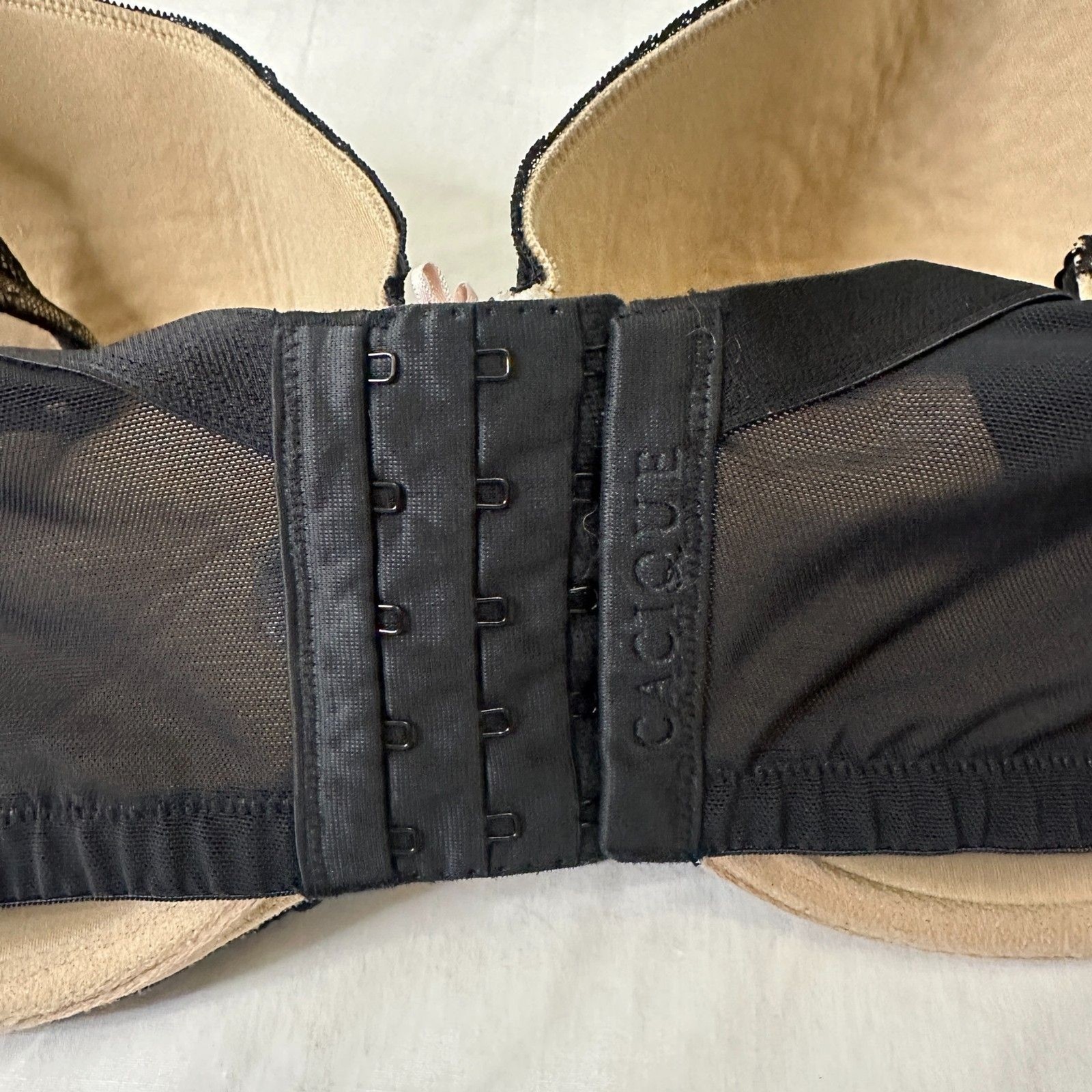 Cacique 40H Modern Lace Covered Full Balconette Bra Black Nude Underwire Plus